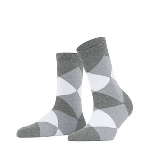 Burlington Damen Socken - Bonnie, Rautenmuster, Baumwolle Grau/Weiß 36-41