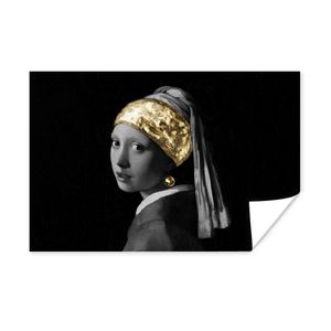 MuchoWow® Poster Mädchen mit einem Perlenohrring - Vermeer - Gold 90x60 cm - Schlafzimmer