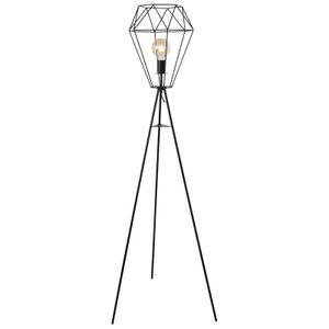 Globo Lighting Stehleuchte Metall schwarz matt, Metallgeflecht schwarz, Fußtrittschalter im Kabel, ø: 690mm, H: 1600mm, Kabellänge 1800mm, exkl. 1x E27 40W 230V