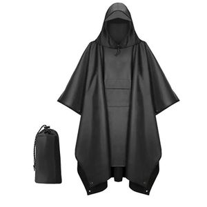 INF Multifunktionaler Regenponcho mit Kapuze Schwarz