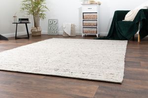 Steffensmeier Handwebteppich Korinth | Gesunder Wollteppich | Beste Schurwolle | Natur Dunkel, handgewebt, Größe: 80x150 cm