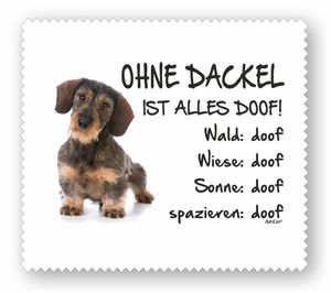 Brillenputztuch - Rauhaardackel "ALLES DOOF" Hund Displaytuch Dackel