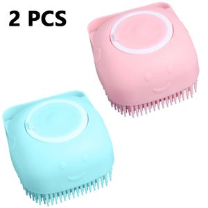 Silikon Peeling Körperschrubber Luffah Silikon Kopfhaut Massagegerät Shampoo Bürste Weiche Körperpeeling für den Einsatz in Duschschäumen gut leicht zu reinigen ,Blue+pink