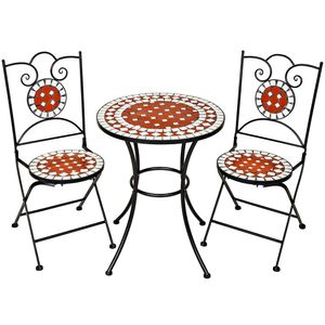 tectake Set záhradného nábytku Mosaic s 2 stoličkami a stolom - hnedý