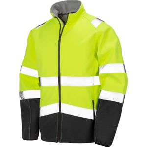 Herren Safety Softshell Jacke - Farbe: Fluorescent Yellow/Black - Größe: XL