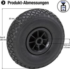 Metafranc Schubkarren-Luftrad 260mm PVC-Felge, 810140