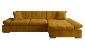 MIRJAN24 Ecksofa Malwi Cord mit Bettkasten und Schlaffunktion, Elegante Couch, Polsterecke (Farbe: Poso 1, Seite: Rechts)