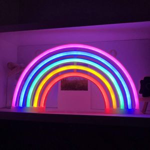 LED Neonlicht Zeichen Regenbogen Nachtlicht Batteriebetrieben mit Acryl Zurück Panel Home Bar Wand Party Hochzeit Deko Lampe