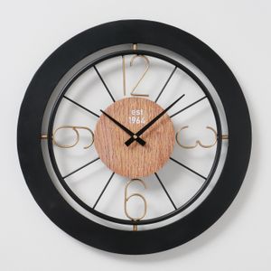 BOLTZE Wanduhr "Rilana" aus Holz/Metall in schwarz/gold/braun B50cm, Uhr