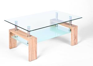 Glas Couchtisch Tisch Wohnzimmertisch Beistelltisch Loana Sonoma Eiche Glasplatte