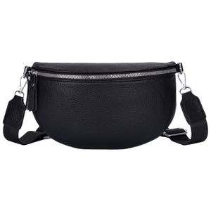 Bauchtasche Umhängetasche Crossbody-Bag Hüfttasche Kunstleder Italy-Design BLACK