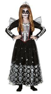 Skelett Prinzessin Kostüm für Mädchen, Größe:110/116