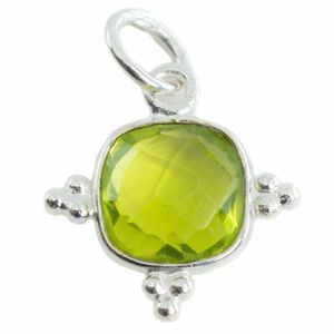 Edelstein-Anhänger Peridot Quadrat - Silber - 8 mm