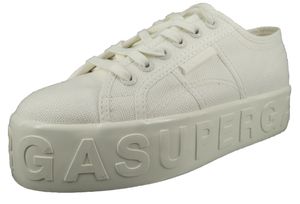 Superga Damen Low Sneaker 2790 Shiny 3D Lettering Low Top S8116SW Weiß