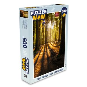MuchoWow® Puzzle 500 Teile Sonne - Bäume - Wald - Landschaft - Natur - Denken - Spiel - Toy