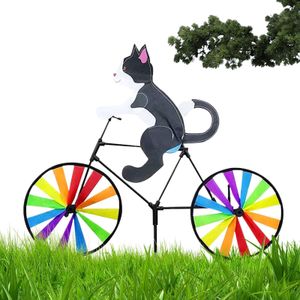 Leap Windspinner, Cartoon-Spinner, Katze, Hund, Fahrrad, Gartenstecker, Tier-Windspinner für Garten, Rasen, Hof, Sandstrand - Schwarze Katze