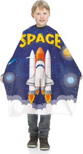 Friseurumhang für Kinder mit Rakete Space Applikationen, Haarschneideumhang