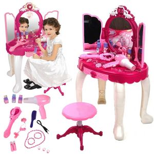 MalPlay kosmetický stolek se stoličkou | zvukové a světelné efekty | hrací set kosmetické studio s kosmetickým zrcadlem | dárek pro děti od 3 let