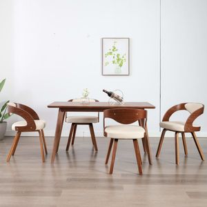 vidaXL Esszimmerstühle 4 Stk. Creme Bugholz und Kunstleder -  Esszimmerstühle