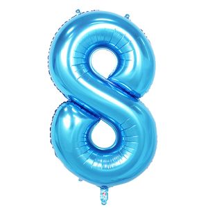 Oblique Unique 1x Folien Luftballon mit Zahl 8 Kinder Geburtstag Jubiläum Party Deko Ballon blau