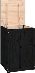 vidaXL Wäschetruhe Schwarz 44x44x66 cm Massivholz Kiefer