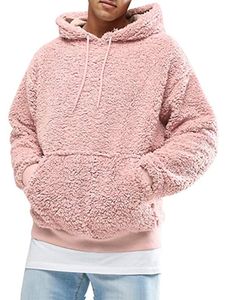 Herren Fuzzy Fleece Hoodies Sport Flauschiger Pullover Casual Känguru Pocket Sweatshirts