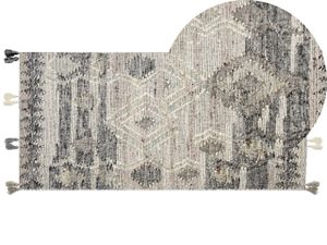 BELIANI Kelímový koberec sivý vlna a bavlna 80 x 150 cm ručne tkaný boho patchwork vzor so strapcami
