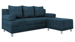 MIRJAN24 Schlafsofa Dover Cord mit Bettkasten und Schlaffunktion, Bettsofa, Couch vom Hersteller (Sofa mit Polsterhocker, Farbe: Poso 05)