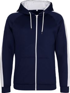 AWDis Just Hoods Pánska kontrastná športová polyesterová bunda s kapucňou PC2967 (3XL) (Oxford Dark Blue/Arctic White)
