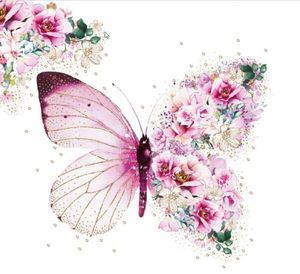 20 Servietten Märchenhafter Schmetterling als romantische Tischdeko 33x33cm