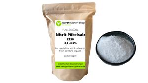 Nitritpökelsalz Pökelsalz 500g - 0,4 - 0,5% E250 zur Herstellung von Fleischwaren | wurstmacher-shop by trümper