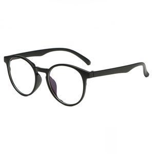 Retro-Brille mit blauem Licht, Uni, flach, Anti-Ermüdung, dekorative Brille, Mattschwarz