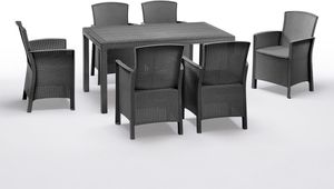 BICA Gastro Essgruppe Lido | Esstisch Houston mit 6 Sesseln | Wetterfeste Gartenmöbel in Graphite