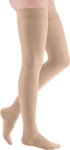 mediven elegance CCL2 AG Schenkelstrümpfe normal (72-83 cm) mit Flächenhaftband Rose (FBR) Größe: III, Farbe: beige