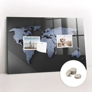 Magnetisch Tafel Magnettafel - Magnetpinnwand Memoboard - Notiztafel verschiedenen Designs - 60x40 cm - Weltkarte 3D
