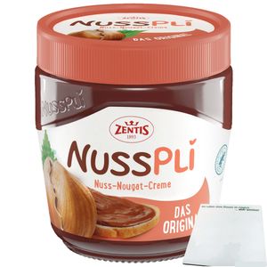 Nusspli Nuss-Nougat-Creme (400g Glas) + usy Block