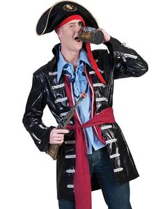 Piraten Kostüm "Scott" für Herren | Schwarz Rot Größe: 52/54