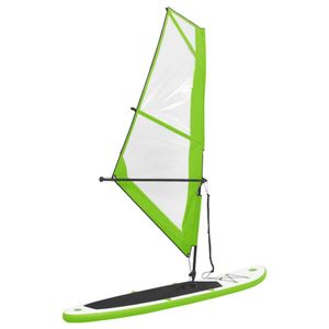 vidaXL Aufblasbares SUP-Board mit Segel Set Grün und Weiß