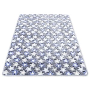 Koberec dětský pokoj světlý 100x160 cm - dětský koberec fluorescenční hrací koberec omyvatelný šedý mix hvězdičky