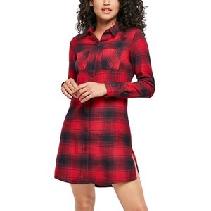 Dámské šaty Urban Classics Ladies Check Shirt Dress darkblue/red - M