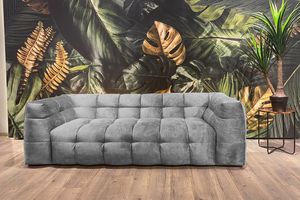 KAWOLA Sofa Velvet versch. Größen und versch. Farben ROSARIO hellgrau,  4-Sitzer