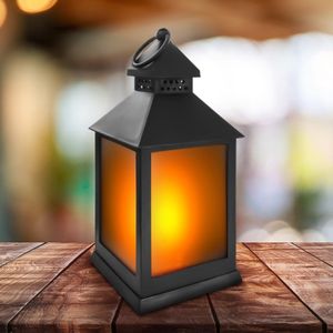 GKA LED Laterne mit realistischem Flammeneffekt und Timer Flackerlicht Deko Windlicht 24 cm Garten Terrasse Lampe Flamme