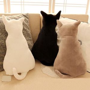 Sofakissen in Form einer Katze, niedliche Tier-Silhouette, weicher Plüsch, schönes Geschenk für Zimmer von Mädchen und Jungen, Plüsch, Schwarz , 45 cm