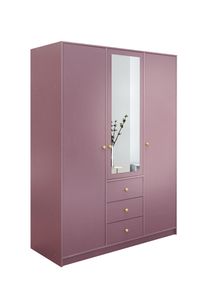 Albello Kleiderschrank mit Spiegel Selly Schlafzimmerschrank Kleiderschrank für das Wohnzimmer Rosa Golden 149x200x57,5