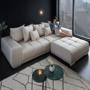 riess-ambiente Big Sofa ELEGANCIA 285cm champagner beige Samt XXL Couch inkl. Kissen Federkern Bigsofa Couch Wohnlandschaft