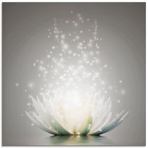 ARTland Glasbild Magie der Lotus-Blume - grau Größe: 50x50 cm