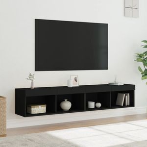 TV-Schränke mit LED-Leuchten 2er Set Schwarz 80x30x30 cm , TV-Schränke 2024 Neu