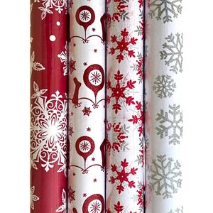 Sortiment Luxus-Geschenkpapier für Weihnachten, Geschenkpapier mit Foliendruck und Glitzer – 150 x 70 cm – 3 Rollen