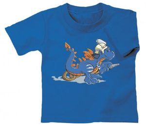 KINDER T-SHIRT mit Print - Feuerwehr-Drache - 12703 - royalblau - Gr. 86-164 Größe - 98/104