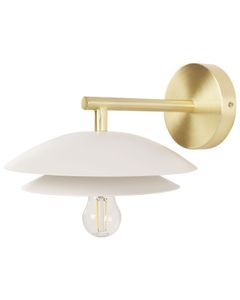 BELIANI Wandleuchte Weiß u. Gold Metall mit Schirm Kegelform 1-Flammig Glühbirnen-Optik Modern Wandlampe Esszimmer Wohnzimmer Schlafzimmer Nachtlampe